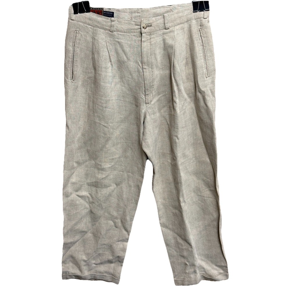 Caravan‎ Linen Blend Pants By Freedberg | US Men's 34x29 | Khaki | EUC